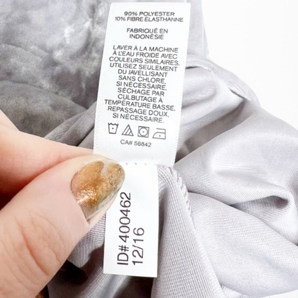 New with tag Express Women’s Velvet Grey Silver Ruffle Spaghetti Strap Crop Top - Picture 15 of 16